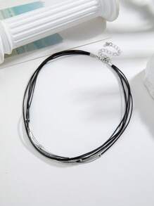 Elegant Multi-Layer Leather Rope Necklace With Decoration - Suitable For Daily Wear Or As A Gift