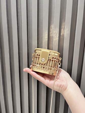 Dancing Engine حقيبة صغيرة أنيقة للمرأة بشكل معدني، حقيبة سهرة، حقيبة كروسبودي