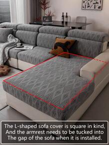 1pc Stretch Sofa Cover, Plaid Floral Pattern Solid Color Style Sofa Slipcover With 3D Design, All Season Sofa Protector Anti-Slip Anti-Scratch For Living Room Bedroom Study, Fits 1 2 3 4 Seater Sofa With Armrests And Backrest - Dark Grey - View 5