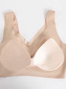 Soutien-gorge de sport sans armature, sans couture, pour le yoga, la course, le fitness. Soutien-gorge de sport pour femmes. - Kaki - Voir 4