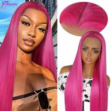 13x4 Lace Front Wig Synthetisch Lang Zijdeachtig Recht Haar Pruik Gratis Deel Rozen Rode Kleur Frontale Lace Vervangende Pruiken Hittebestendige Zachte Vezel 26 Inch Vooraf Geplukt Babyhaar Natuurlijke Haarlijn Voor Mode Vrouwen Meisjes Feest Vakantie Dagelijkse Make-up Gebruik Klaar Om Te Dragen