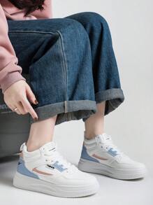 [Quick Delivery]Classy Aesthetic 2025 Summer New Style Woman Shoes High Cut Lace-Up Sport White Shoes Ladies Fashionable Casual Sneakers Women Flat Shoes Student Shoes Classy Look - White - View 8