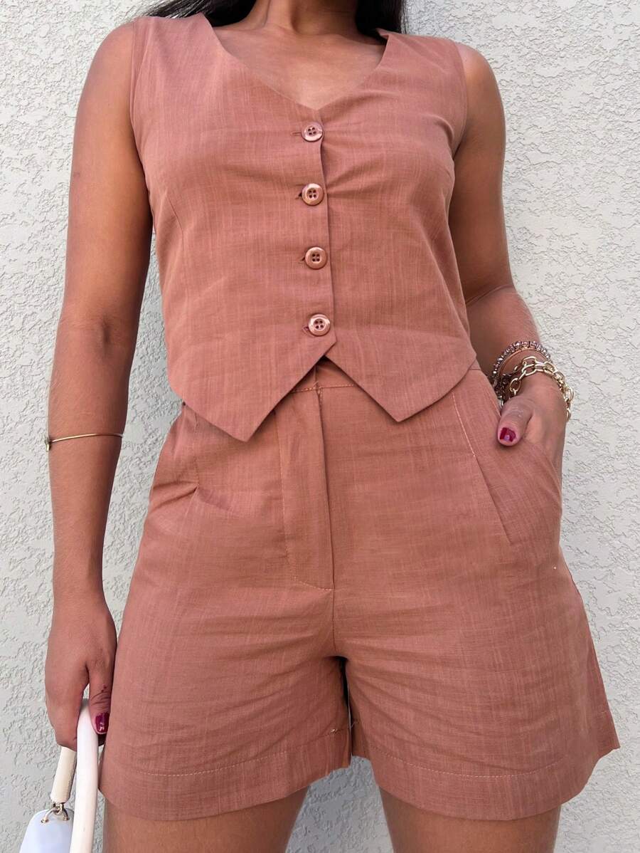 Women's Set (100% Cotton) - Brown - View 1