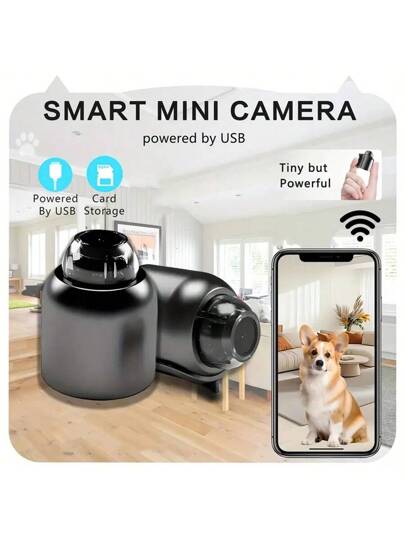 1pc High Definition Bullet Type Slimme Mini Camera, Night Vision Wireless WiFi Camera That Only Supports 2.4G Network. It Features Remote Monitoring, SD Card Exp able Memory, Indoor Network Monitoring. This Is USB Powered Home Scenarios Such As Homes, Cars, Offices, Making An Ideal Choice s, Anniversary Or Family Day s. view 9