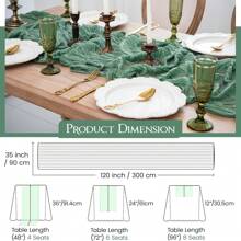 6 piezas de Caminos de mesa de gasa verde salvia, decoración de mesa romántica de estilo boho campestre - Adecuado para bodas, fiestas, cumpleaños, duchas nupciales, compromisos y decoración del hogar