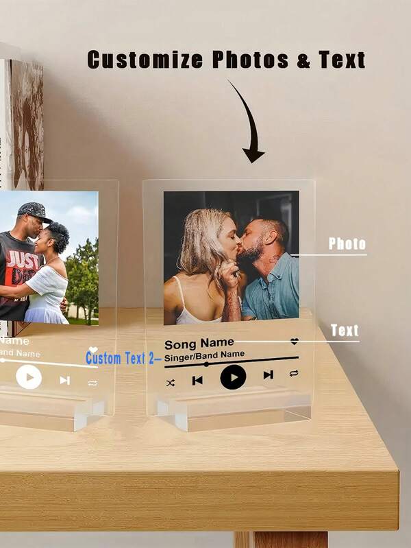 1PC Customized Acrylic Photos And Song Titles, Customized Photos, Customized Album Covers, Customized Acrylic Music Song Plaque Photos Gifts Birthday Graduation