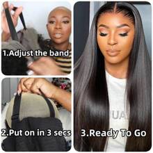 Ua Hair 9x7 Glueless Synthetic Lace Front Wig Wear And Go Pre Plucked Pre Cut Straight Wig Vivid Self Growing Clean Hairline With Tiny Knots  Heat Resistant Fiber Natural No Glue Wig - 金髮女郎 - 查看 10