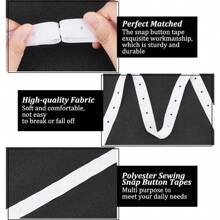 3Yards/Pack White Black Snap Fastener Tape Polyester Button Ribbon For Sewing DIY, Handmade Hidden Fastening Strip, Dual-Color Snap Buttons For Crafts And Accessories - Multicolor - View 6