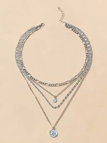 波西米亚风金色多层项链，女士多层水晶吊坠项链套装，珠宝礼品 - 多層項鍊 - 查看 5