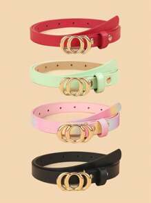 4pcs Kids New Thin Quality PU Belts, Suitable For Dresses, Skirts, And Decorations