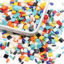 20 hạt Tila vuông/gói, hạt gạch thủy tinh lỗ đôi để làm đồ trang sức, vòng tay, vòng cổ DIY, phụ kiện đa năng - Nhiều màu - Xem 8