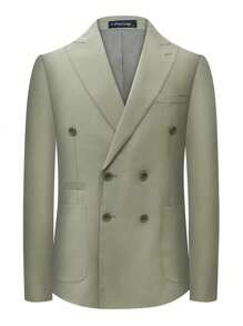 Jachetă de costum verde slim, clasică, la modă, potrivită pentru nunți, petreceri și evenimente - Verde - Vizualizare 2