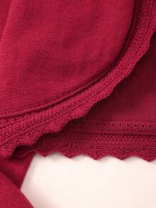 Áo len cardigan viền vỏ sò trơn màu thanh lịch cho bé gái - Màu Đỏ Sâu - Xem 5
