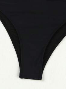 Costume da bagno intero sexy di stile europeo e americano, di colore unito, con scollo alla halter e lavorazione a giorno, per donne
