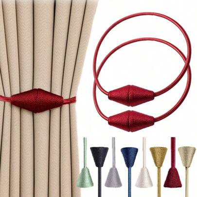 Farfallarossa Magnetic Cone-Shaped Curtain Tiebacks (Set Of 1/2/4/6), Elegant European-Style Woven Design, Easy Curtain Holders, Ideal For Home And Office Decor, Combining Practicality And Aesthetics.