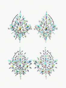 1Pair Lady Crystal Acrylic Nipple Stickers For Nightclub Party