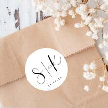 Personalized Stickers, Customized Name Initials Couple Stickers, Suitable For Various Party Party Decorations, Wedding Couple Initials Labels, Round White Matte Stickers, Wedding Hotel Bag Snack Bag Candy Dessert Gift Stickers, Multi-Functional, Ornamental, Reusable, Exquisite, Stylish, High-Quality, Colorful, Modern, Custom, Personalized, Unique, Home Decor, Home Decor, Home & Living, Christmas Home Atmosphere,Personalized Labels