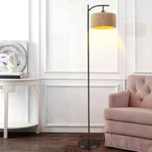 Farmhouse Standing Lamp,  Natural Paper String Lampshade Shade, Rustic Standing Floor Lamps With Foot Switch, For Living Room, Bedroom, Office (Bulb Not Include) - UK Plug(220-240V) - View 3