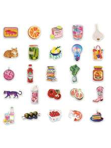 50 piezas Pegatinas artísticas de estilo mediterráneo rosa PVC para decoración de regalos, dibujos animados, scrapbooking, laptop, maleta, guitarra, vaso de agua, estuche de teléfono DIY, útiles escolares, vuelta al cole