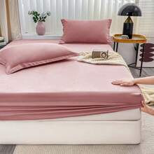 CNZB-1pc Solid Color Soft Fitted Sheet, Simple Style Fitted Sheet All Season Mattress Protector Cover For Bedroom, Dorm, Hotel, BNB, And Other Bedding, Not Including Pillow Case