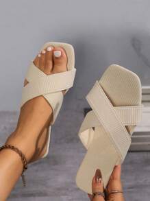 Summer New Criss-Cross Flat Slide Sandals, Women Fashionable Versatile Beach Shoes