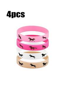 4/8/12pcs Cowboy Party Horse Rubber Bracelets Silicone Horse Race Wristbands Western Themed Horse Party Favors Decoration