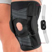 Rodillera ajustable con bisagras, color negro y gris, talla única - Negro - Ver 3