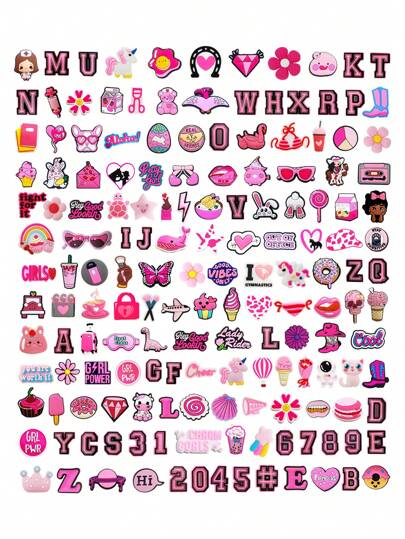 10/20/32/40 piezas aleatorias de Accesorios tipo Charms de color rosa para sandalias, decoración de zapatos DIY de alta calidad, accesorios populares, gran regalo para adolescentes, hombres, mujeres y adultos, ideas de decoración y regalo