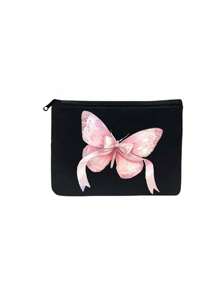 时尚蝴蝶结印花化妆包 - 旅行化妆包，女性旅行必需品，女孩礼物化妆工具盥洗用品收纳包盥洗包拉链手机钱包铅笔袋，化妆刷收纳轻便化妆品收纳包带拉链袋适合旅行和日常使用女士配饰旅行用品化妆包 - 彩色 - 查看 6