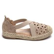 Espadrilles Plates en Dentelle Brodée avec Bride Croisée – Élégance et Confort pour l’Été - 卡其色 - 查看 3