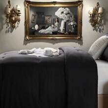 3 Pieces (Full/Queen/King) Elegant Bed In A Bag Comforter Set, Twin(2 Pieces),Stylish Solid Comforter, Soft Microfiber, Comfortable And Warm, Cloud-Like Soft Bedding Set, Bedroom Decor For Spring/Summer/Autumn/Winter, Ideal Gift - màu đen - Xem 4