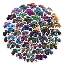 50pcs Cartoon Vehicles Stickers, Including Cars, Trucks, Monster Trucks, Graffiti Decals For Car Styling Back To School