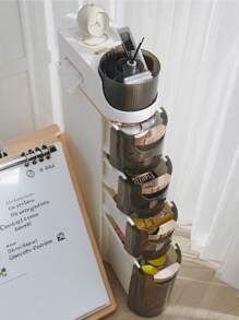 CENLEN 1pc 3/4/5 Layer Slim Plastic Large Capacity Shower Storage Cabinet Drawer Type Bathroom Storage Shelf, Narrow Corner Pull Out Storage Shelf Living Room Kitchen Supplies, Shower Storage Shelf - 白色 - 查看 3