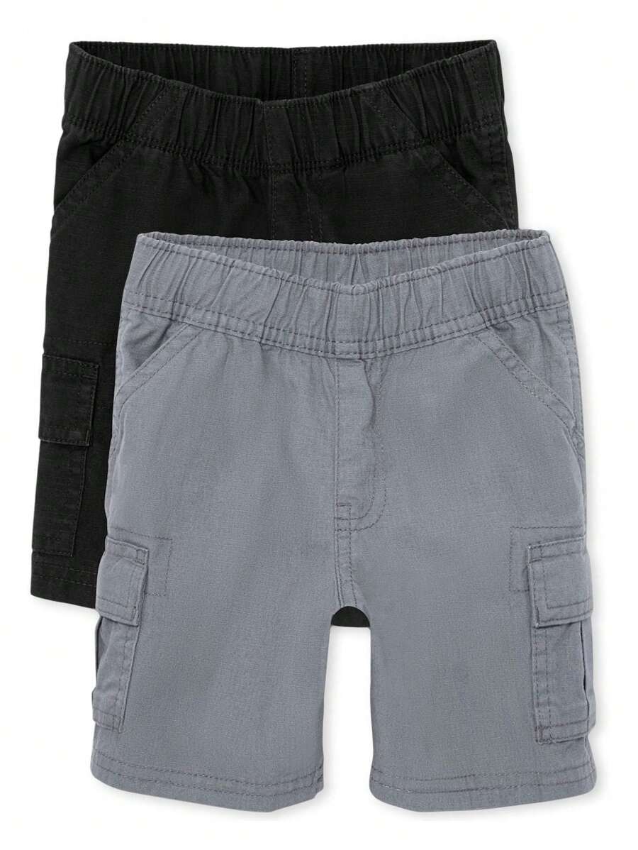 The Children's PLACE Baby And Toddler Boys Pull On Cargo Shorts 2-Pack - ĐEN/XÁM - Xem 1