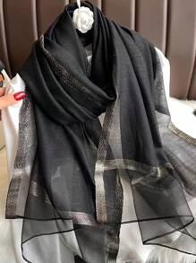 1pc Beige Scarf For Women, Warm Neck Wrap Shawl Suitable For Daily Outfit, Spring