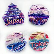 1pc Resin Souvenir Artistic Fridge Magnet Home Decor, Representing Japanese Culture Landmarks Like Tokyo Tower, Mt. , Sakura, Torii Gate, Shrine, Osaka Castle, Carp Flag, Hokkaido, Honshu, Shikoku, Nagoya, Fukuoka, History, Creativity, Cartoon, Kitchen, Office, Shop Decoration - Multicolor - View 5
