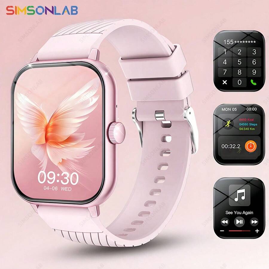 SIMSONLAB New 1.83" Full Touch Screen Smart Watch, Unisex Sports Smart Watch With Wireless Dialing, Call Answering, Pedometer, Calorie Consumption, Distance Tracking, Multiple Sports Modes, Music Control, Remote Camera, Alarm, Call & Message Notification - Multicolor - View 1