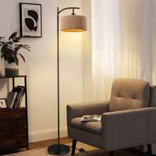 Farmhouse Standing Lamp,  Natural Paper String Lampshade Shade, Rustic Standing Floor Lamps With Foot Switch, For Living Room, Bedroom, Office (Bulb Not Include) - UK Plug(220-240V) - View 5