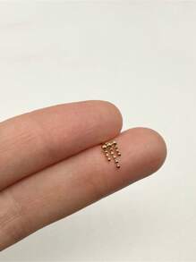 1PC 925 Sterling Silver Ball Drop Studs Flat Back Cartilage Helix Piercing Fine Jewelry For Daily Wear Wedding Party Engagement Anniversary Valentine's Day - Gold - View 2