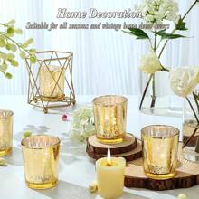 [4/6/12pcs Optional] Wish Lantern Aromatic Candle Set | Golden, Silver, Blue Upgrade Cups Candle Holders | Lead-Free Thick Glass | Holiday/Wedding/Birthday/Christmas Decor | Ins Style Home Ambience Lights