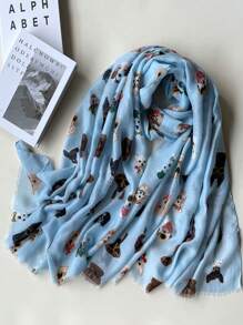 1pc Cute & Funny Dog Wearing Sunglasses Design Lightweight Versatile Fashion Scarf, Suitable For Spring/Summer Travel, Beach, Selfie, Women - Multicolor - View 17