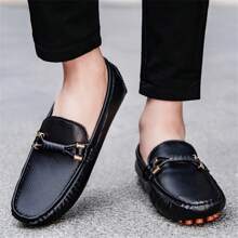 1 Pair Men's Loafers, Summer New Fashion Plus Size Men's Handmade PU Leather Loafers, Casual Driving Flat Slip-On Shoes, Luxury Comfortable Moccasins, White Loafers For Men Size 37-48, Father's Day Gift - Black - View 3