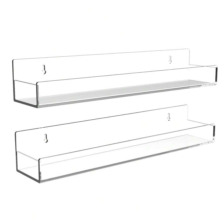 2 Stücke Acryl Gewürzregal Wandmontage 38,1cm klare schwebende Regale, unsichtbar hängend Bücherbord für Küche, Büro, Badezimmer