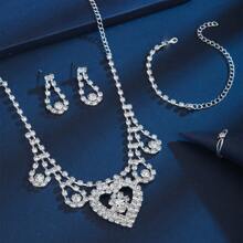 5 pièces, Set de collier tout en strass, cadeaux mode et personnalisés, chaîne de luxe légère, parure de frange 4 pièces, accessoires de mariée tout-en-un, cadeaux de fête, ensembles de bijoux, cadeaux d'été, cadeaux pour mère
