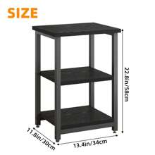 Tomnk Modern 3-Tier Rectangular Side Table With Black Wood Grain Finish - Living Room End Table For Bedroom, Black - màu đen - Xem 6