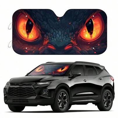 1pc Auto UV Protection Front Window Sunshade With Dragon Eyes 4 Free Suction Cups Vehicle Interior Sun Protection RV SUV Trucks Sunshade