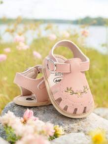 婴幼儿凉鞋夏季鞋户外学步鞋幼儿女孩夏季鞋优雅白色刺绣 - 粉色 - 查看 14