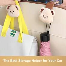 1pc Car Hook Car Seat Back Multifunctional Car Interior Invisible Rear Hook Cartoon Car Decoration(Random Color And Style) Summer Storage Organizer Gift - Multicolor - View 5