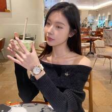 Genuine Women's Luxury Waterproof Quartz Watch - Niche High-End Design - Hoa hồng vàng - Xem 3