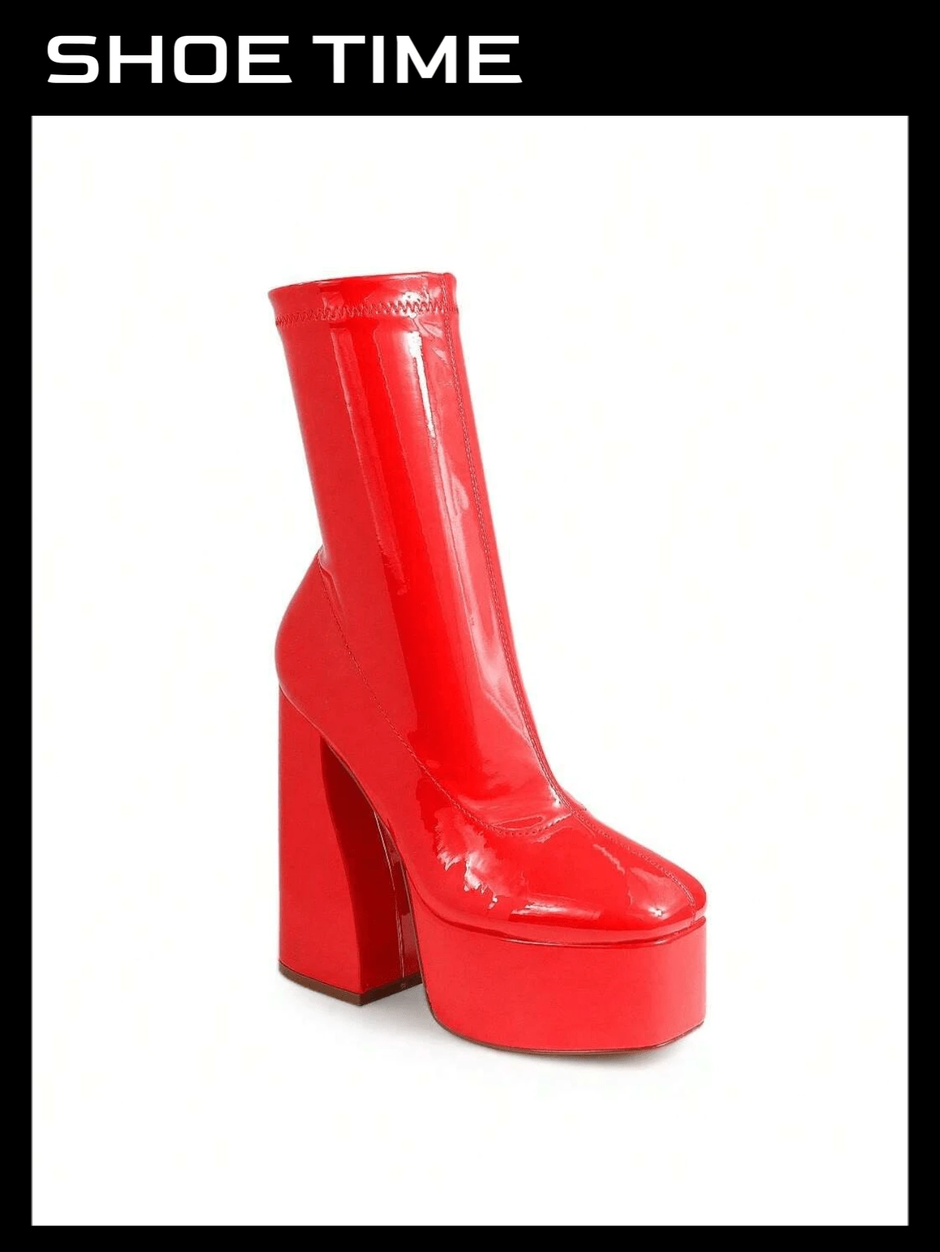 Stretchy Chunky Heel Booties Alpine-2 Liliana - 紅色 - 查看 1